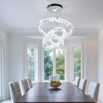 CXGLEAMING Modern LED Crystal Chandelier Ceiling Lights Living Room Light Fittings Ceilings Lamps 3 Rings Pendant for Bedroom Dining Room Hallway Kitchen,Cool White