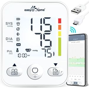 Blood Pressure Monitor for Home Use: Large Cuff Easy@Home Bluetooth Upper Arm BP Machine - Backlit LCD Display & 3 Users 500 Memory - iOS & Android APP EBP-08B