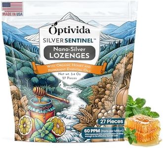 OPTIVIDA Nano Colloidal Silver Lozenges 60 PPM - Organic Cough Drops for Adults & Kids - Natural Honey Sore Throat Lozenges for Immune Support - Soothing Lemon Lozenges, Non GMO, Gluten Free - 27ct