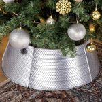 GRANNY SAYS Christmas Tree Collar, Metal Tree Collar for Slim Tree, Christmas Tree Base Collar, 28" Large Tree Collar for 7.5 ft Tree, Decorative Christmas Tree Ring for Holiday, Silver