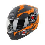 Steelbird SBH-40 Cyber ISI Certified Full Face Graphic Helmet for Men and Women with Inner Sun Shield (Medium 580 MM, Matt Black Orange)