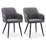 CLIPOP Dining Chairs Set of 2 PCS Lounge Corner Reception Chairs with Metal Legs,Faux Leather Padded Accent Armchair for Kitchen,Living room and Bedroom