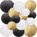 Black Gold Party Supplies, Paper Lanterns Decorative, Chinese Lanterns Party Supplies for Wedding Graduation Anniversary Birthday Party Decorations, Baby Shower, New Years Eve Party