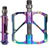 GORIX Bike Flat Pedals Oil Slick Wide CNC Lightweight with Non-Slip Pin Spike Road Mountain MTB Bicycle (GX-FX61)