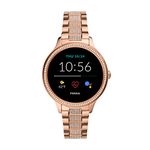 Fossil Women's Gen 5E 42mm Stainless Steel Touchscreen Smartwatch with Alexa, Speaker, Heart Rate, Contactless Payments and Smartphone Notifications, Rose Gold Glitz, Smart Watch, FTW6072V
