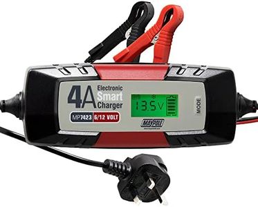 Maypole 4A Dual Voltage 6/12V Electronic Smart Car Battery Charger Fully Automatic 5 Stage Charging Cycle Lead Acid AGM