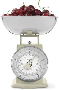 Salter SA00562CFEU12 Timeless Mechanical Kitchen Scale – 5kg Capacity, 1 Litre Dishwasher Safe Bowl, Measures Grams/Oz., Baking Scale, Classic Design, Easy Read Large Digit Dial, 22cm Height, Cream