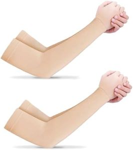 Arm Sleeves for Women Men Youth|UPF 50 Arm Warmers UV Sun Protection Arm Cooling Sleeves, H HOME-MART One Size Sun Protection Arm Sleeve Cover Tattoo (Beige+Beige)