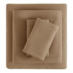 Viviland Plush Micro Fleece Queen Bed Sheet Set - Soft Fuzzy Polar Fleece Velour Velvet Sheets - Extra Warm Winter Fleece Bed Sheets with Deep Pocket - Taupe - Queen