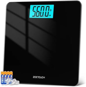 Digital Bathroom Scale for Body Weight 500lbs - 560lbs 255kg, ZOETOUCH High Capacity Weighing Scales with Extra Wide Platform, 4.2 Inch Backlit Display, Tape Measure and 4 AAA Batteries Included