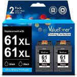 Valuetoner Remanufactured Ink Cartridges Replacement for HP Ink 61 XL 61XL Black for HP Envy 4500 4501 4502 5530 Deskjet 2540 30501000 1050 1056 1510 1512 1010 1055 OfficeJet 4630 Printer (2 Black)