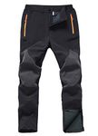 Gash Hao Mens Snow Ski Waterproof Softshell Snowboard Pants Outdoor Hiking Fleece Lined Zipper Bottom Leg, Black, 34W x 32L