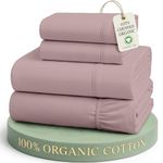 LANE LINEN Eco Friendly 100% Organic Cotton Bed Sheets Full Size, Fully Elasticized Reinforsed Seams, Machine Washable Naturally Cooling Full Sheet Deep Pocket Bedding- Lilac