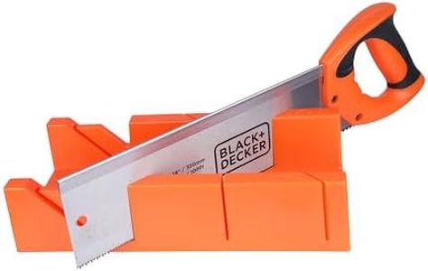 BLACK & DECKER BDHT20346 350mm Hand-Powered Steel Mitre Box with Saw for Home, DIY & Professional, 6 Months Warranty, ORANGE & BLACK