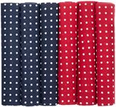 MANDITTIONS 6 Pack of Spotted Cotton Handkerchiefs - 3 Navy Blue and 3 Deep Red with White Spots