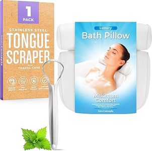 Tongue Scraper 1 Pack and Bath Pillow Bundle