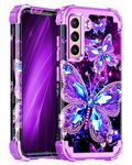 Miqala for Galaxy S21 5G Case,Glow in The Dark Three Layer Heavy Duty Shockproof Full Body Protection Hard Plastic Bumper+Soft Silicone Case for Samsung Galaxy S21 6.2 inch,Dark