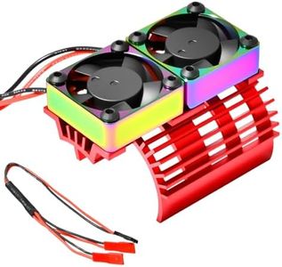 36mm Dual RC Cooling Fans 28000 RPM High Rotation Speed 36mm Diameter 540 550 Brushless Motor Heatsink with Metal Cover for 1/8 1/10 Traxxas Slash Stampede Rustler HSP Tamiya Redcat HPI Wltoy(Red)