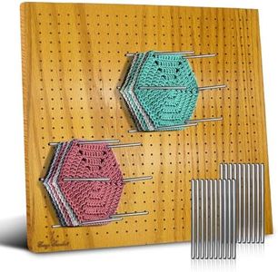Easy Crochet - Blocking Board for Crochet and Knitting - Wooden Blocking Mats for Knitting 20 Stainless Steel Pins and Pin Holder | Bonus Crochet E-Book - 14 x 14 Inches