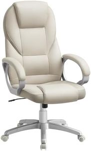 SONGMICS, Ergonomic Swivel Chair, Adjustable Height, for Office, Telework, with Silent Castors, Cream White OBG022W11, 28.7" L x 27.6" W x (44.1"-48" H)