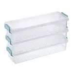 SUMTree 3 Pack Clear Storage Containers rectangular transparent Storage boxes Home Utility Boxes with Grey Clip 1.5L (Blue)