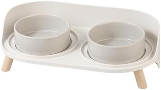 Elevated Ceramic Cat Bowl Set - Raised Double Dishes for Food & Water - Non-Slip Stand & Splash Proof - for Cats & Puppies - 2 x 480 ML - 16.23 OZ
