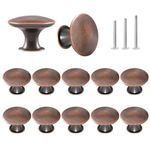 ShipeeKin 12x Oil Rubbed Bronze Cabinet Knobs Round Vintage Dresser Drawer Knob 30mm Handle for Closet Chest Kitchen Bathroom Furniture Hardware (Copper Red)