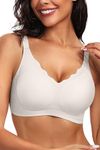 Vertvie Womens Seamless Bras Non Wired Padded Push Up Bras Soft Wireless Comfortable Bralettes Full Coverage Everyday Bra Tshirt Bras(Small,White)