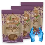 Brambles Semi-Moist Hedgehog Food - Also Suitable for Badgers and Foxes - Nutritious Food with Kasabona Blue Vinyl Gloves (Semi-Moist 850g x 3)