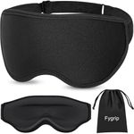 Fygrip 3D Eye Mask Sleep Mask for Men & Women, Ultra Comfort 100% Pressure-Free & 100% Light Block-Out Eye Mask for Sleep with Easy Adjustable Strap, Night Eye Cover for Travel, Black