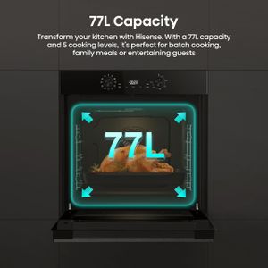 Hisense 77L Built-In Electric Single Oven – Stainless Steel, Steam Clean, Pizza Mode