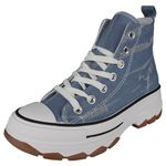 LoudLook Ladies Lace Up Trainers Womens Canvas Platform Comfort Casual Sneakers Shoes Size Jean 7