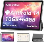 Android 14 Tablet,10 inch Tablets, Octa Core CPU, 10GB+64GB+512GB Expansion, 1280x800 HD IPS Touchcreen Display , Wi-Fi6, Dual Camera, 6000mAh Battery, Bluetooth5, 2 in 1 Tablet PC,Widevine L1