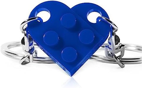 Matching Couple Heart Keychain for Boyfriend Girlfriend Valentine's Day Gifts Stuff Him Friends Set Compatible with Lego Gift, Blue