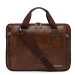 VISMIINTREND Stylish Vegan Tan Leather Office Laptop Messenger Shoulder Bag for Men and Women | Fits 13",14", 15.6 Inch Laptops | Birthday Gift | Husband | Diwali | Corporate Gifts | Luxury