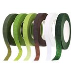 Florist Tape，6 Rolls Dark Green Floral Tape Flower Tape Floral Stem Wrap Tape Bouquet Tape 90 Feet/Roll (6 Pieces Multicolor)