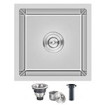 MENATT 15 x 15 Inch Undermount Kitchen Bar Sink, Stainless Steel Handmade Single Bowl Kitchen/Bar Sink Undermount (Brushed), 15" x 15" x 8"