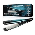 REVAMP Progloss Ultra X Shine Ceramic Hair Straightener - Flat Iron w/Wide Ceramic Ionic Floating Plates, Salon Professional Straightening and Curling for Long, Thick Hair, Ultra Fast Heat Technology