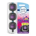 Febreze Auto Air Freshener, Odor-Fighting Automotive Vent Clip, Scented Car Accessories, Long Lasting for Strong Odors, Gain Moonlight Breeze Scent, 3 Count