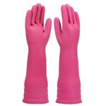 Eopzo rubber | Reusable | Heavy Duty | Hand Gloves For Dishwashing | Gardening| Kitchen Cleaning Non-Slippery kitchen | food processing | industrial Long Elbow Length1 Pair (Pink, Pack of 2)