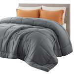 Bedsure Duvet Insert King Comforter Dark Grey - All Season Quilted Down Alternative Comforter for King Bed, 300GSM Mashine Washable Microfiber Bedding Comforter with Corner Tabs