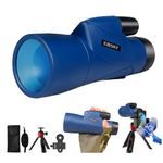 Gosky Piper Monocular Telescope, 12x55 HD Monocular for Adult with BAK4 Prism & FMC Lens, Lightweight Monocular with Smartphone Adapter Suitable for Bird Watching Hunting Wildlife Hiking Travel Blue