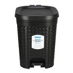 KOLORR Stitch 15 Liters Plastic Pedal Large Dustbin with Lid and Inner Bucket, Trash Can, Garbage Bin, Waste Bin for Home, Kitchen, Office, School, Bathroom & Washroom - Black