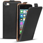 Verco Flip Case for iPhone SE, iPhone 5s Case Premium PU Leather Magnetic Closure Vertical Cover for Apple iPhone 5 / 5S / SE Case, Black