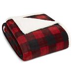 Eddie Bauer - Queen Blanket, Reversible Sherpa Fleece Blanket, Buffalo Plaid Bedding, Super Soft Home Decor for All Seasons (Red Check, Queen)