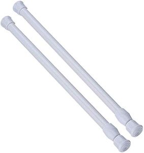 Zipglo 2pcs White Tension Rods 16 to 28 Inch, No Slip Tension Curtain Rod Adjustable Small Curtain Rod, Spring Kitchen Curtain Rods, Expandable No Drilling