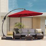 Grand patio 11FT Outdoor Cantilever Umbrella with Base Large Round Aluminum Offset Umbrella for Garden Backyard (Red, 11 FT)