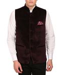 WINTAGE Men's Velvet Grandad Collar Festive Wine Nehru Jacket Vest Waistcoat