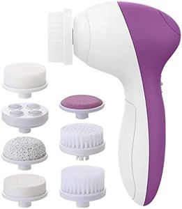 Facial Cleansing Brush | Face Scrubber Exfoliator Wash Cleansing Exfoliating Powered Electric Brushes Spin Cleanser Cleaning Scrub Oily Mixed Normal Dry Skin Including 7 Heads (Amethyst)