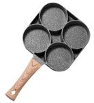 HaRvic Non Stick Egg Frying pan Aluminium Fry pan for Cooking with Handle Egg Omelette pan Round with Detachable Handle 4 Cavity Egg Frying Pancake Maker (1 pcs) (Black)